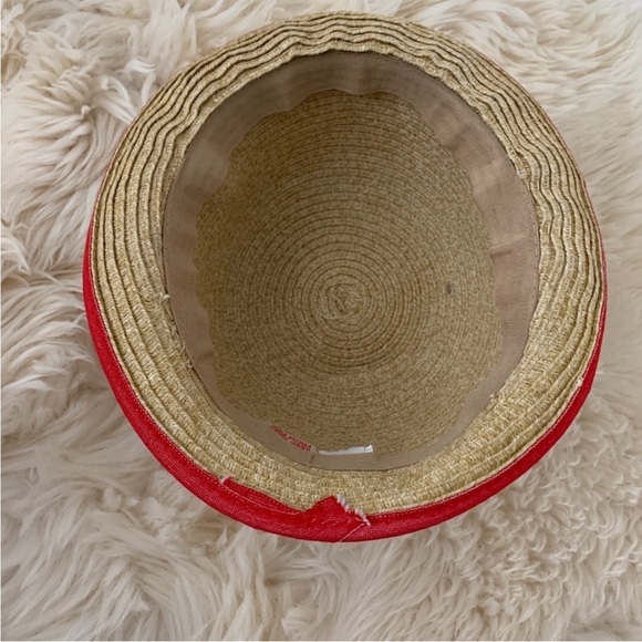 Janie and jack Kids hat with red ribbon straw - Picture 2 of 4